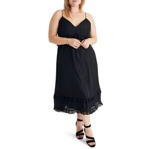 MADEWELL Black Dress Metallic Shimmer Ruffle Cami Sleeveless Plus Size 24